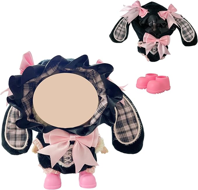 3 Sets Magic Dress-Up Clothes for 17cm Dolls, Bat, Witch, Bunny, Cat & Fantasy Outfits, 6.7-Inch Plush Doll Accessories with Colorful Shoes and Glasses, Kawaii Idea (No Dolls)