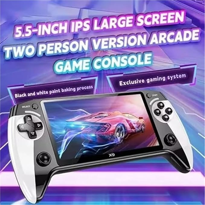 Portable Retro Game Console X9 Handheld Game Console, 5.5 Inch HD IPS Screen, 20000+ Built-in Games, 10+ Emulators, Supports TV Output & Gamepad, 5-Hour Battery Life(2 PCS)