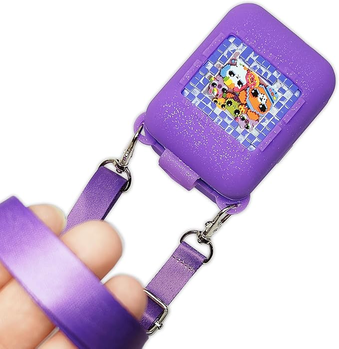 Silicone Case for Bitzee Interactive Toy Digital Pet Case, Protective Skin Cover for Bitzee Virtual Electronic Pets Lanyard Accessories (Purple)