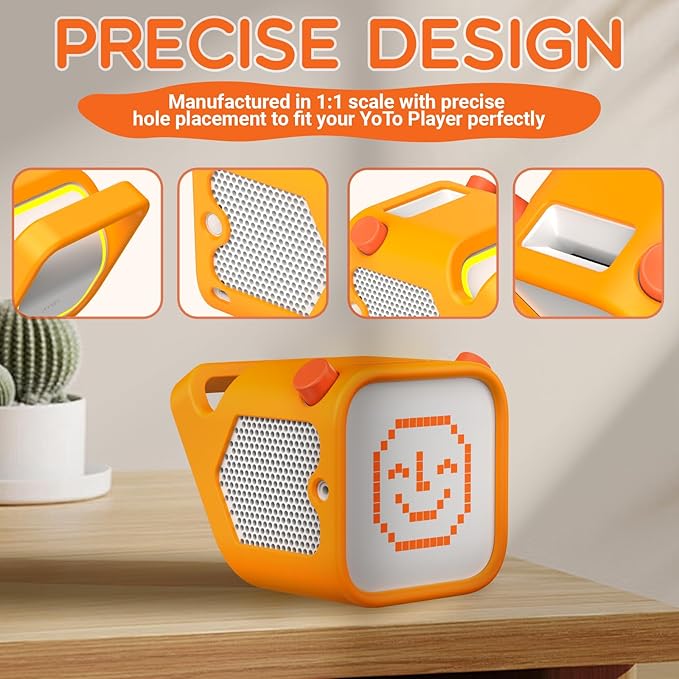 Silicone Case for Yoto Player (3rd Gen.), Anti-Slip Skin Cover,Orange