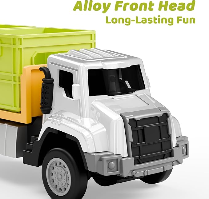 iPlay, iLearn Kids Friction Food Transport Truck Toys, Toddler Push Go Car Vehicle W/Storage Boxes & Foods, Alloy Head Cargo Carrier Play Trucks, Birthday Stocking Gift for 3 4 5 Year Old Boy Girl