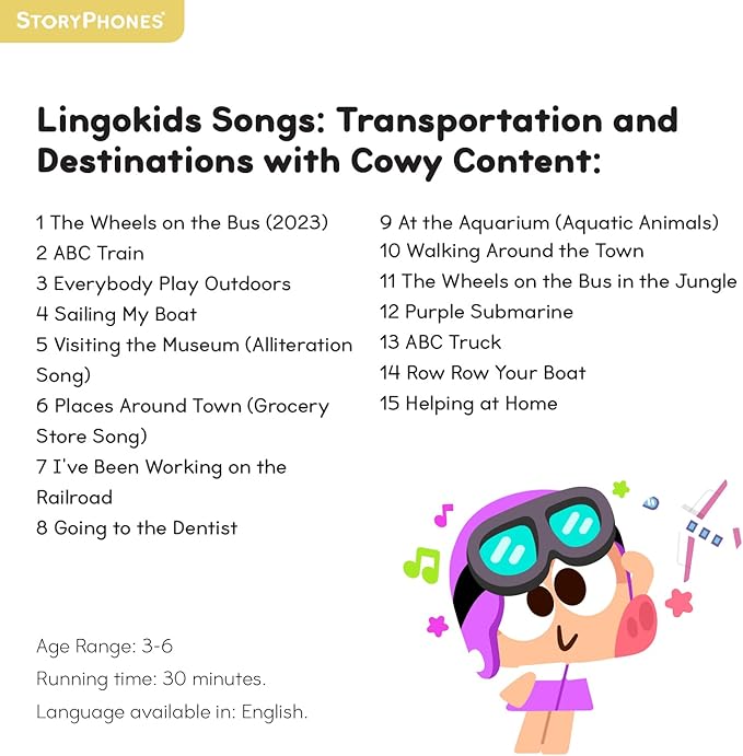 Lingokids Transportation and Destinations with Cowy StoryShield, Screen-Free Educational Audio Content, Kids Ages 3-6
