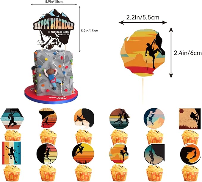 Climbing Party Decoration Rock Climbing Birthday Party Supplies Sports Decorations Includes Climbing Happy Birthday Banner Balloons Cake Topper Cupcake Toppers Spirals