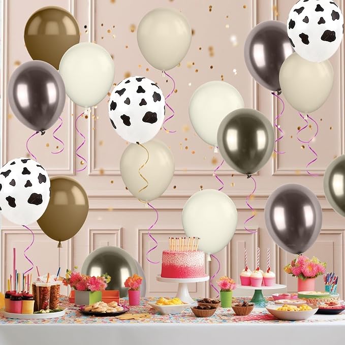 Western Cowboy Party Balloons,12 Inchs Black White Blush Brown Gold Balloons, Party Balloons for Birthday Baby Shower Engagements Weddings Anniversary Party Decorations