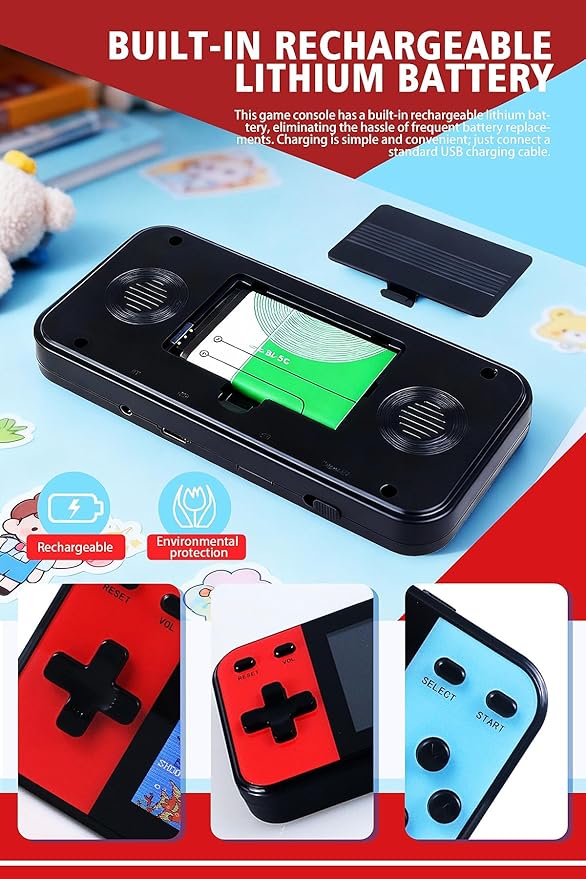 3-inch Screen Kids' Handheld Game Console 240 32-bit Retro Games TV Connectable Electronic Puzzle Games for Indoor/Outdoor/Travel Perfect Birthday/Holiday for Children