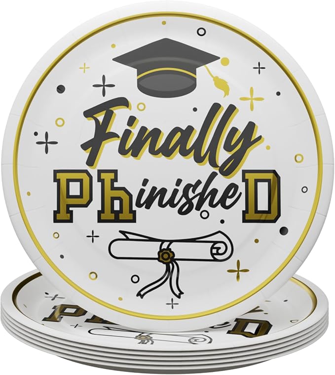 Blue Orchards PhD Graduation Party Plates and Napkins (60 Pieces for 20 Guests) - Doctor Party Decorations Doctorate Class of 2024 Décor Congratulations Disposable Paper Plates and Napkins