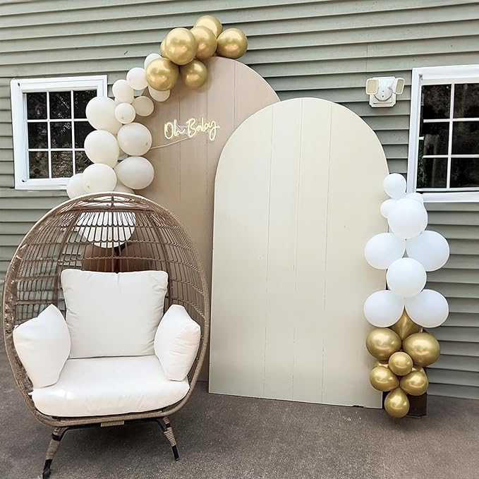 White Sand Gold Balloons, 60 Packs 12 Inch White Nude Balloons with Metallic Chrome Gold Beige Latex Balloons Party Decoration for Boho Birthday Wedding Bridal Baby Shower Engagement Anniversary