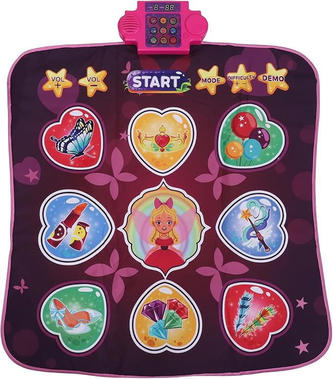 Alomejor Dance Pad, Electronic Music Mat with 80 Sounds, Foldable Non Slip Playmat for Kids and Adults, Ideal Girls Aged 3 to 12 Years (Pink)