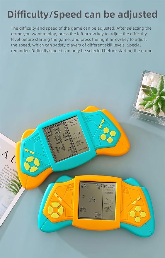 CZT Creative Brick Game Console Cool Wing Appearance Build in 2574 in 1 Block Games Handheld Machine Retro Portable Electronic Puzzle Toys Children/Students (Yellow)