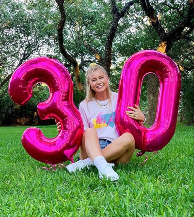 Number 0 Balloons 40 Inch Hot Pink Number Balloons for 10 20 30 40 50 60 70 80 90 100 Numbers Balloon Birthday Decorations Wedding Event Baby Shower