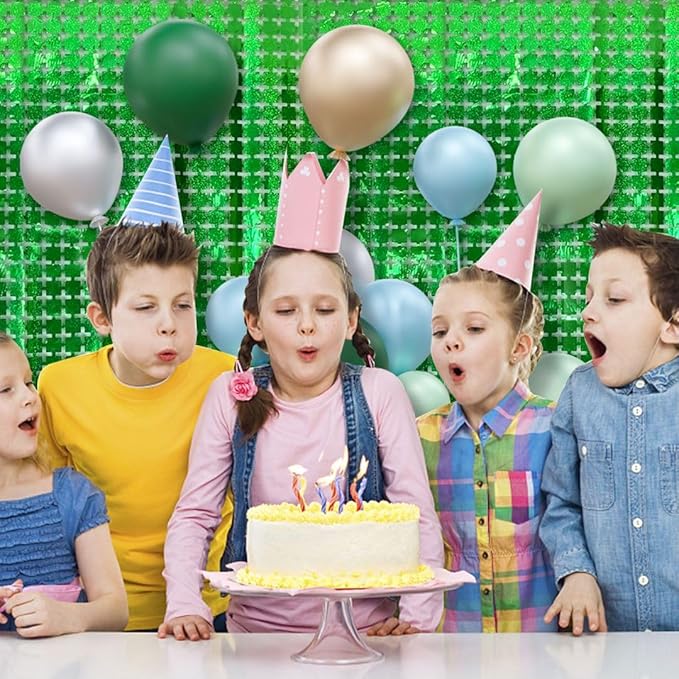 Green Streamers Tinsel Backdrop, Green Foil Fringe Curtain, Birthday Party Decorations, Christmas Decorations, Dinosaur Party Decor, Jungle Theme Decorations, Football Decorations for Party