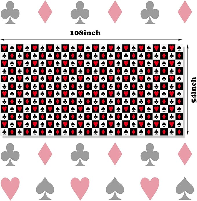 2 Pcs Casino Theme Party Decorations Poker Tablecloth Las Vegas Plastic Table Cover Casino Table Runner for Playing Card Game Birthday Party Favors Picnic Supplies, 54 x 108 Inch