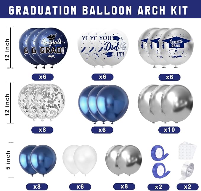 Navy Blue Graduation Decorations Class of 2026 - Balloons Boxes with Letters 2026 GRAD So Proud of You - Complete Party Supplies for High School & College Celebrations