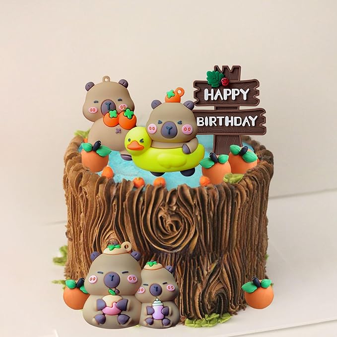 Capybara Cake Topper Capybara Birthday Party Decorations Cute Animal Cake Decoration Mini Blowfish Capy Birthday Party Supplies Favors Baby Shower Decor