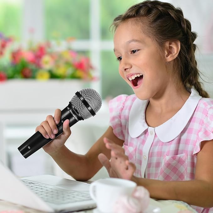 TOYANDONA Fake Microphone Prop for Kids - 2pcs Plastic Microphone 6. 4" Pretend Play Mic Toy for Reporter Interview, Karaoke Stage Performance, Halloween Christmas Party Costume Favors