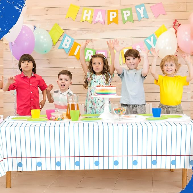 Frienda 4 Pcs Back to School Party Tablecloths 54 x 108 Inch Large Disposable Rectangular Notebook Eraser Tablecloth First Day of School Tablecloth for Kindergarten Party Supplies Table Decoration