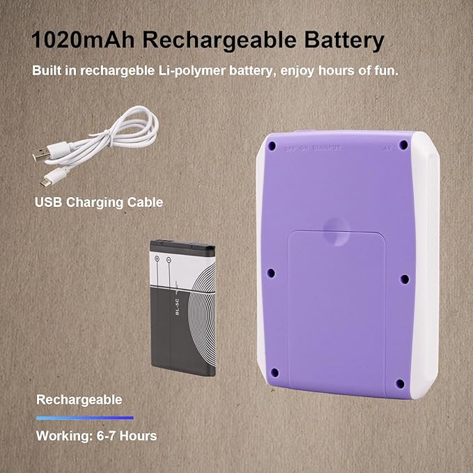 Retro Game Console Handheld, Mini Handheld Game Console for Kids with 666 Classic Retro Games, 1020mAh Rechargeable Battery, 3 Inch Screen Gameboy, Birthday for Boy Girl (Purple)
