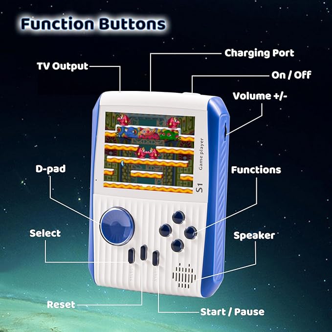 Kid Mini Handheld Retro Games Console Built in 666 Classic Games, Portable Handheld Video Games Console, 3 Inch Screen, 1020mAh Battery, Christmas Birthday Present Game Player for Boy Girl