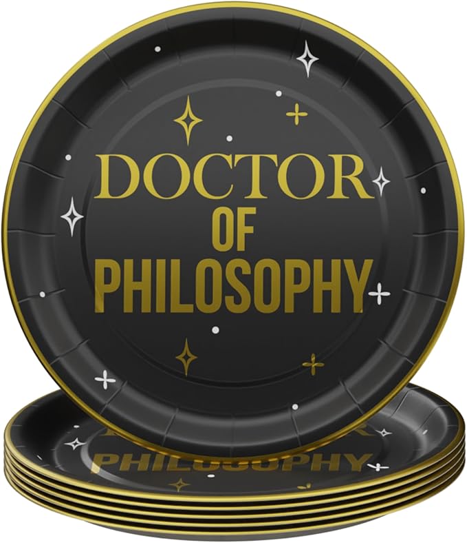 Blue Orchards PhD Graduation Party Plates and Napkins (60 Pieces for 20 Guests) - Doctor Party Decorations Doctorate Class of 2024 Décor Congratulations Disposable Paper Plates and Napkins