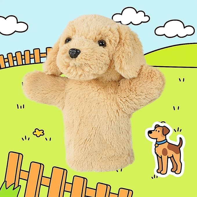 Soft Hand Puppet Domestic Animal Toy Educational Plush for Children Adults Family Fun Interactive Play Storytelling Gift Dog
