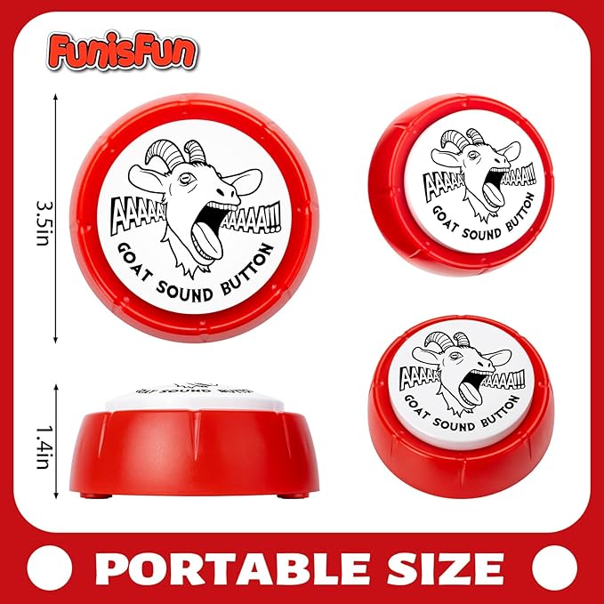 FunisFun Goat Desk Toy with Goat Squeak, Funny Button with Sheep Sound for White Elephant Gag Gifts Men Women Office Gifts for Dad from Daughter Son, Novelty Toys for Playing Jokes