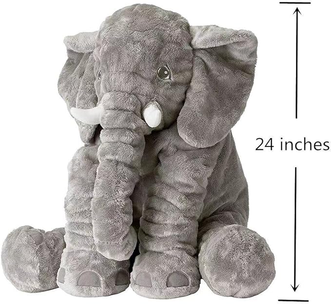Giant Stuffed Animals Doll Elephant Stuffed Animal, 24" Stuffed Elephant Plush Toy Gifts for Girls Boys Gray