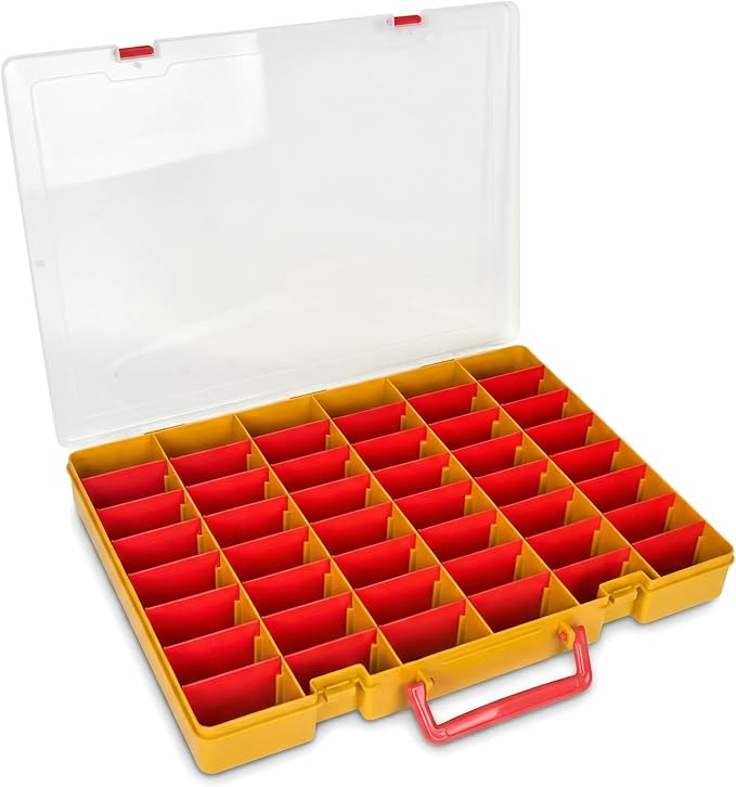 Toy Storage Box for Disney Doorables, for MGA Entertainment Miniverse, Holds 28+ Multi-Mini Figures with 48 Adjustable Grids（Box Only）-Chestnut