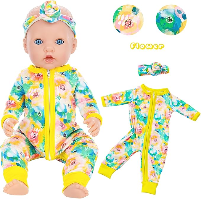Unicorn Element 5 Sets 14-18 Inch Baby Doll Clothes and Headbands for 17 Inch Dolls 10-Piece Set Including Casual Outfits and Accessories Perfect for 15-18 Inch Dolls (Doll NOT Included)