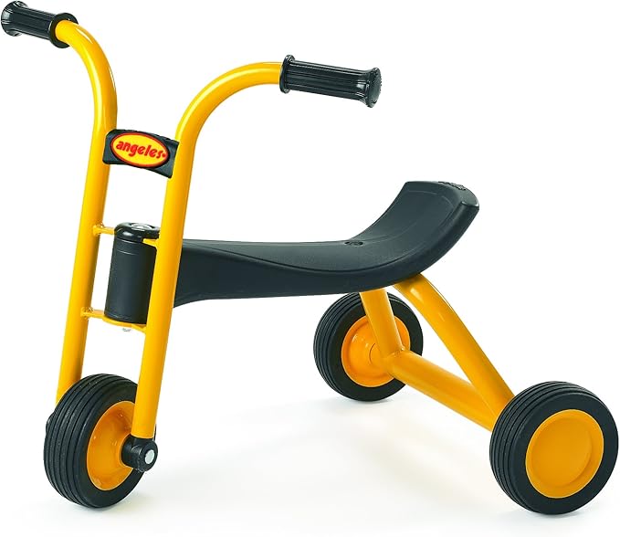 MYRIDER Toddler Trike, Kids Tricycle for Preschool, Daycare, Playground Kids Tricycles, Rubber Tires, Yellow/Black, 8" Mini Pusher