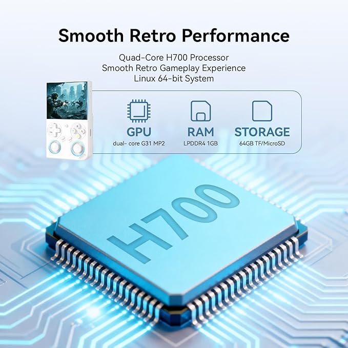 RG35XX Pro - Retro Handheld Game Console, 3.5-Inch IPS Screen, Linux OS, 64GB Card, 3200mAh Battery, WiFi & Bluetooth, HDMI Output, Includes Screen Protector & Keychain (White)