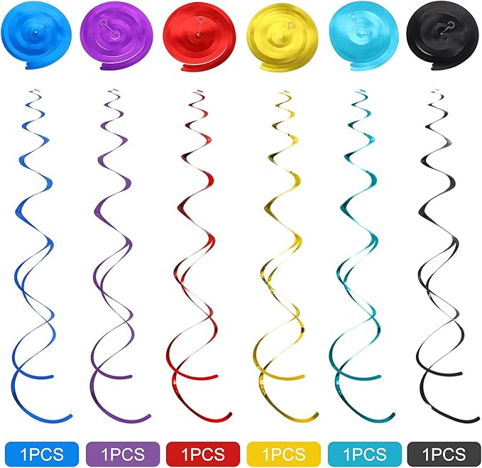 Sumind 54 Pcs Hero Themed Hanging Swirls Hero Action Sign Foil Ceiling Streams Party Banner Decoration for Kids Baby Shower Celebrating Events Birthday Party Supplies Room Wall Decor(Vintage)