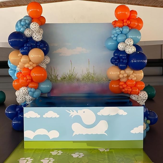 Blue and Orange Balloons, 12 Inch Light Royal Blue Pastel Orange Confetti Balloon, White Helium Balloons for Kids Boys Theme Party Baby Shower Happy Birthday Party Decoration Supplies