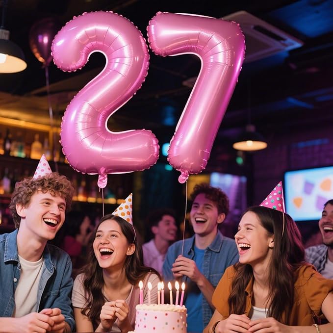 Pink Number 7 Balloon 40 Inch,Jumbo Giant Mylar Pink Number 7,Big Large Foil Helium Number Balloons, Balloons for 17 27 Birthday Party Decorations Supplies Anniversary Celebration