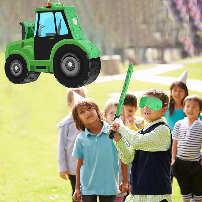 Aoriher Construction Tractor Piñata with Blindfold and Bat Dump Truck Excavator Piñata for Birthday Party Supplies Construction Theme Party Decor