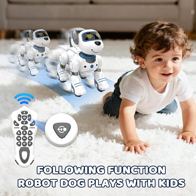 Robot Dog Toy for Kids 3-12: Remote Control Interactive Robot Puppy with Touch & Follow, Programmable Tricks, Dancing & Walking, Birthday Gift for Smart Boys & Girls