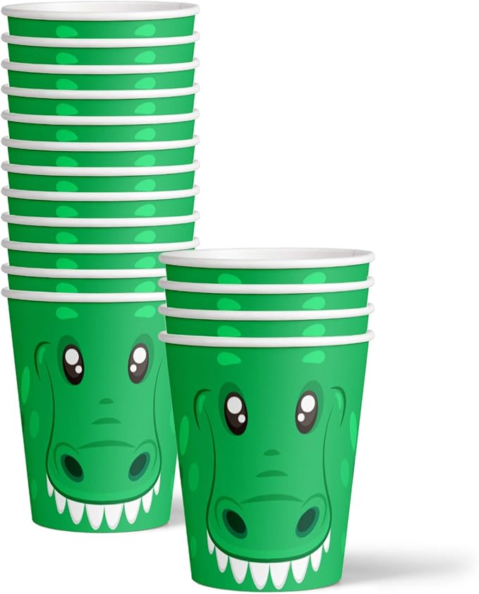 Alligator Birthday Party Supplies - Baby Alligator Tableware Set for Boy's Birthday - Kit Includes Plates, Napkins and Cups - For 16 Guests