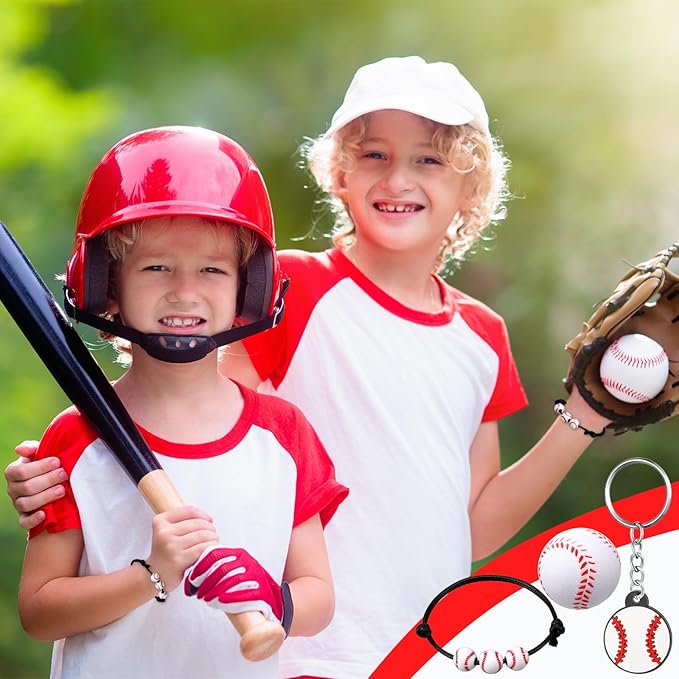 Nosiny 108 Pcs Baseball Party Favors Bulk Baseball Keychain Gifts Stress Balls Charm Bracelets 36 Pieces Each for Team Birthday Party Supplies