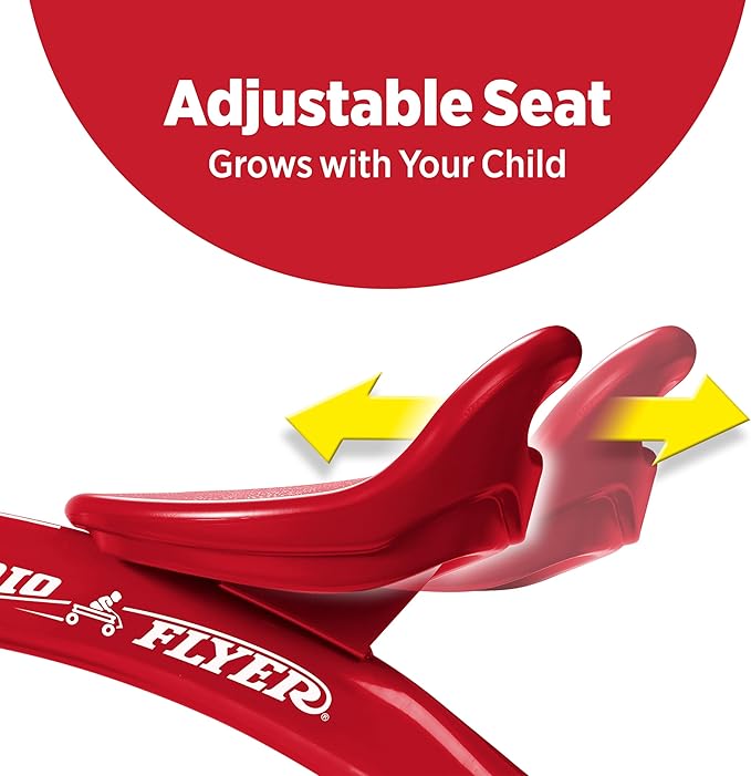 Radio Flyer Red Rider Trike, Ages 2.5-5, Adjustable Seat, Steel Construction, Quiet Ride Wheels, Storage Bin, Comfort Grip Handlebars, Tricycle for Toddlers, Amazon Exclusive
