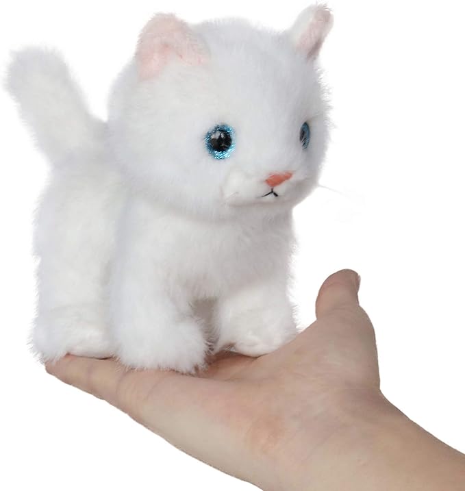 Ice King Bear Fluffy Little Cat Stuffed Animal Small Plush Toy 6 Inches (White)
