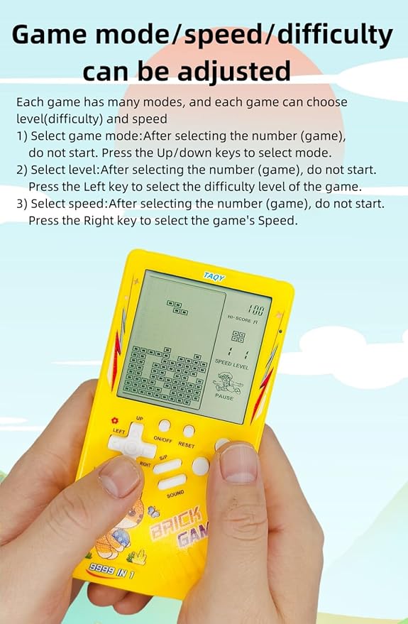Cute Cat Pattern Block Game Console 23 Brick Games Racing/Tank Battle Retro Mini Game Machine Children's Game Console 70/80/90's Nostalgic Gifts Puzzle Toy Handheld Portable Game Device (Blue)