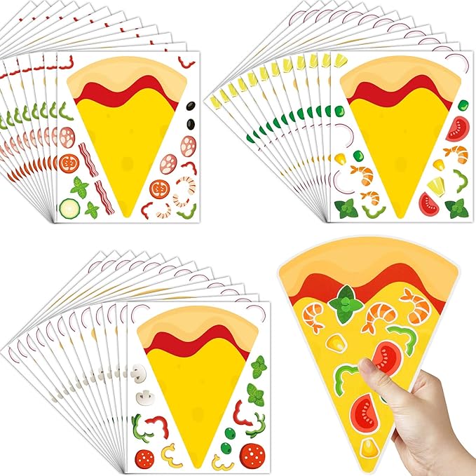 Zonon 48 Sheets Make a Pizza Stickers, Make Your Own Pizza Stickers Crafts Party Supplies Turtle Party Decorations Turtle Favors for DIY Arts Birthday Games Family Night