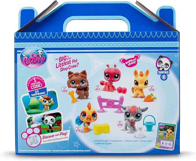 Littlest Pet Shop Farm Besties Collector Set - Gen 7 Bobble Head Pets #56-60, Imagination Toy for Kids 4+