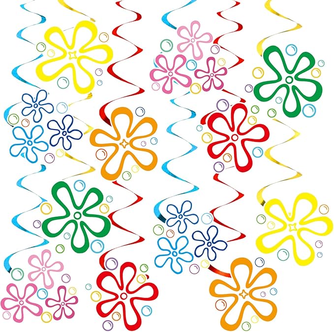 Flower Bubble Decorations Hanging Swirls Under The Sea Birthday Party Decorations for Yellow Cartoon Hanging Swirls Party Supplies