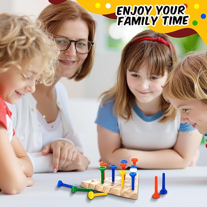 Zhanmai 10 Sets Wooden Triangle Peg, Educational Board, Travel Size, Operation Christmas Learning Puzzles (Chic)