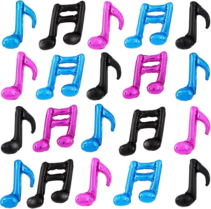 TONIFUL 20Pcs Black Rose Pink Blue Music Balloons Music Notes Party Decorations Music Themed Party Supplies Music Note Aluminum Foil Balloons For Birthday Baby Shower Celebrations Outdoor Party