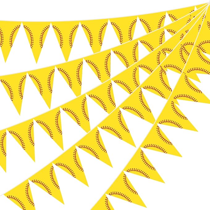 Jetec 5 Pcs 49 Ft Softball Party Decorations Pennant Banner Pre-Assembled Sport Triangle Flag Bunting Garland for Softball Birthday Party Supplies Sport Theme Decorations