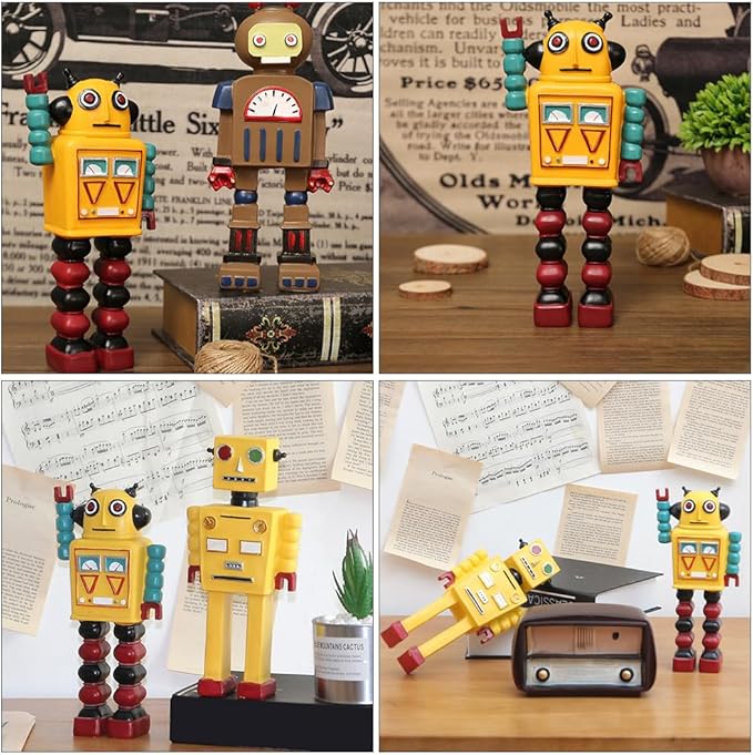 Toyvian Vintage Robot Model Ornaments Retro Robot Decorative Figure for Home D Cor Compact Resin Desk Decoration Unique Gift for Kids and Adults
