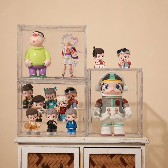 Clear Acrylic Display Case for Figures 4 Layer Adjustable Acrylic Boxes for Display Stackable Display Cabinets for Collectibles Action Figure Display Case for Shoe, Bread, Cosmetic, Handbag,1 Pack