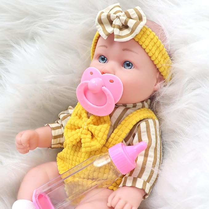 12″ Baby Doll and Accessories, 6 Pcs Realistic Baby Doll Play Set with Clothes for Toddlers -Gift Box