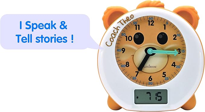 LEXiBOOK Coach Theo, My Sleep Companion, nightlight, Dawn Simulator and Storyteller, with Power Cord, Brown, English Language, RLT100EN